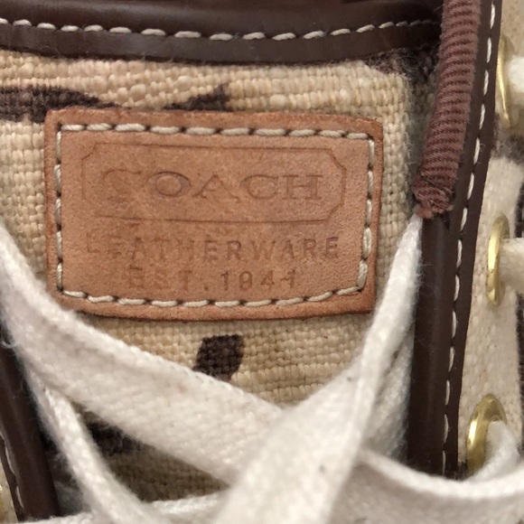 🔵COACH TAN•BROWN•WHITE SIGNATURE BARRETT LACE UP SNEAKERS - Picture 5 of 11